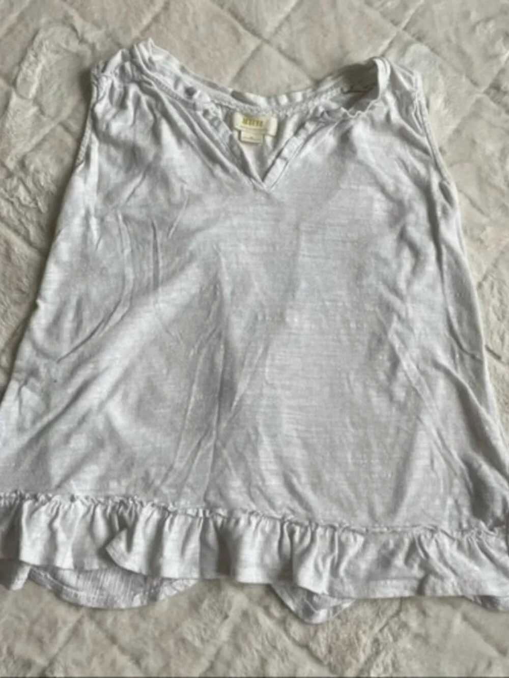 Maeve by Anthropologie | White Ruffle Sleeveless Tank Top | Size Extra Small